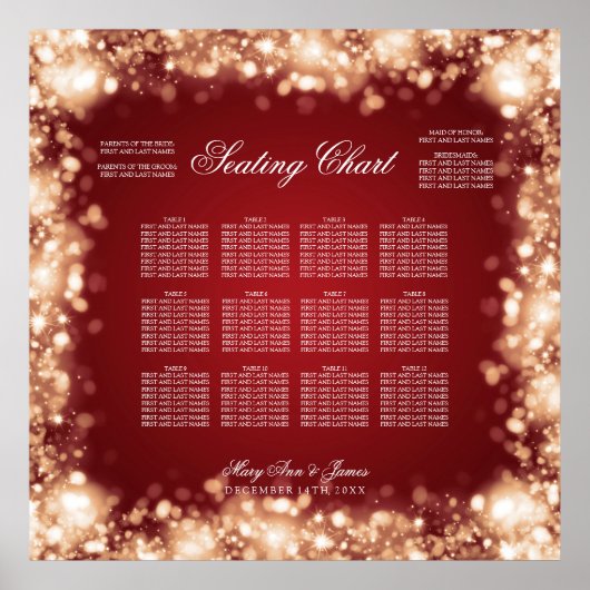 Weddenschapenkaart Mousserende lichten Goud Poster (Voorkant)