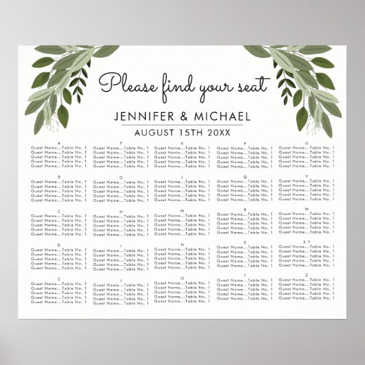 Weddenschappen - Alfabetische zitplaats Poster (Voorkant)