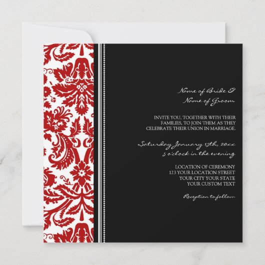 Weddenschappen Black Red Damask Pattern Kaart (Achterkant)