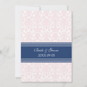 Weddenschappen Blauwe Blush White Damask Kaart (Voorkant)