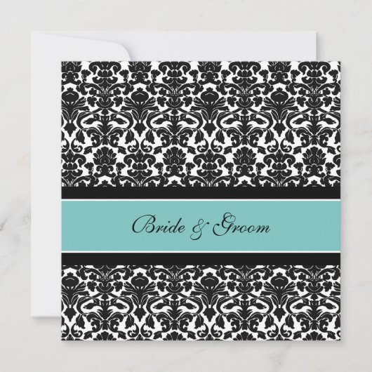 Weddenschappen Blauwgroen Black White Damask Kaart (Voorkant)
