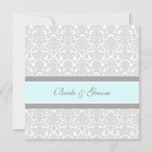 Weddenschappen Blue Grey White Damask Kaart (Voorkant)