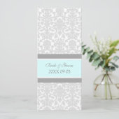 Weddenschappen Blue Grey White Damask Kaart (Staand voorkant)