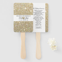 Weddenschappen-ceremoniesprogramma - Gold Glitter  Handwaaier