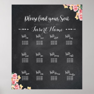 Weddenschappen Chalkboard Floral Poster