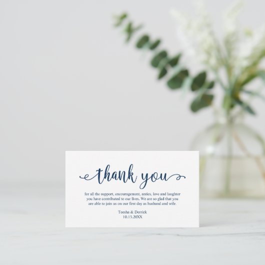 Weddenschappen Dank u, Modern Simple Rustic Script Informatiekaartje (Staand voorkant)