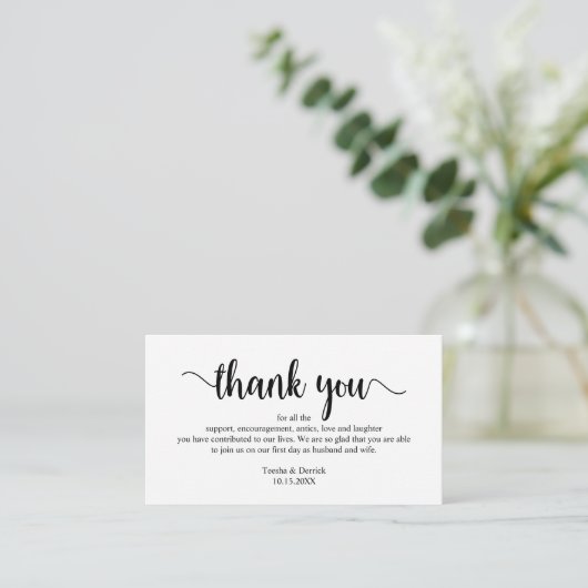 Weddenschappen Dank u, Modern Simple Rustic Script Informatiekaartje (Staand voorkant)