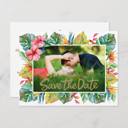 Weddenschappen De datum opslaan | Foto met tropisc Briefkaart (Voorkant / Achterkant)