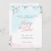 Weddenschappen De datum opslaan | Waterverf Cherry Save The Date (Voorkant / Achterkant)