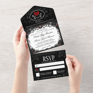 Weddenschappen Heart Black White - samen met All In One Uitnodiging