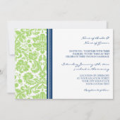 Weddenschappen Limoen Blue Damask Pattern Kaart (Achterkant)