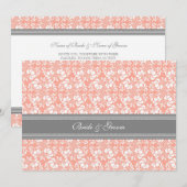 Weddenschappen met Coral Grey White Damask Kaart (Voorkant / Achterkant)