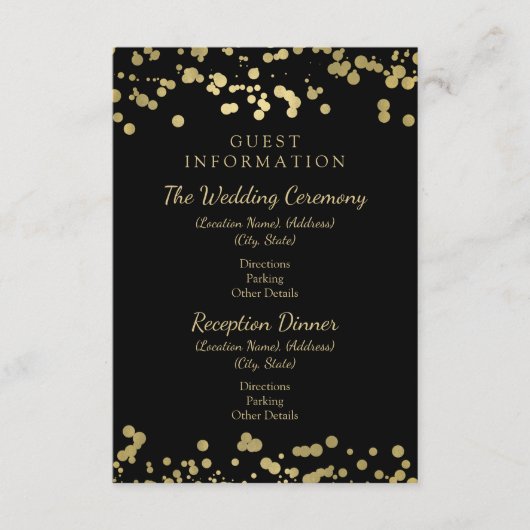 Weddenschappen met Gold Foil-Confetti Informatiekaartje (Voorkant)