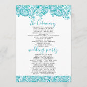 Weddenschappen met turquoise-blue paisley lace programma (Achterkant)