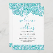 Weddenschappen met turquoise-blue paisley lace programma (Voorkant / Achterkant)