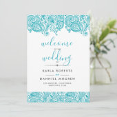 Weddenschappen met turquoise-blue paisley lace programma (Staand voorkant)