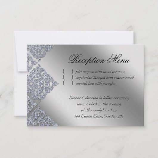 Weddenschappen Ontvangen Damask Xmas Sparkle Kaart (Voorkant)