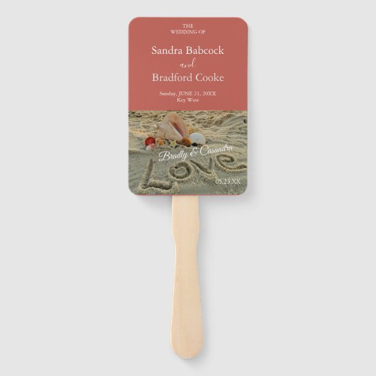 Weddenschappen op het strand, liefde in het zand K Handwaaier (Achterkant)