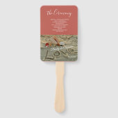 Weddenschappen op het strand, liefde in het zand K Handwaaier (Voorkant)