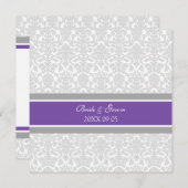 Weddenschappen Plum Grey White Damask Kaart (Voorkant / Achterkant)