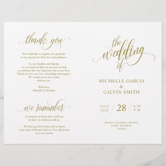 Weddenschappen-programma Elegance Script GOLD (Voorkant)