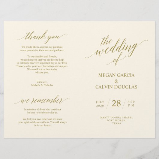 Weddenschappen-programma Modern Elegance GOLD (Voorkant)