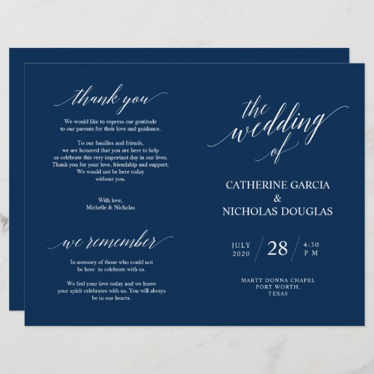 Weddenschappen-programma Modern Elegance Navy Blue (Voorkant / Achterkant)