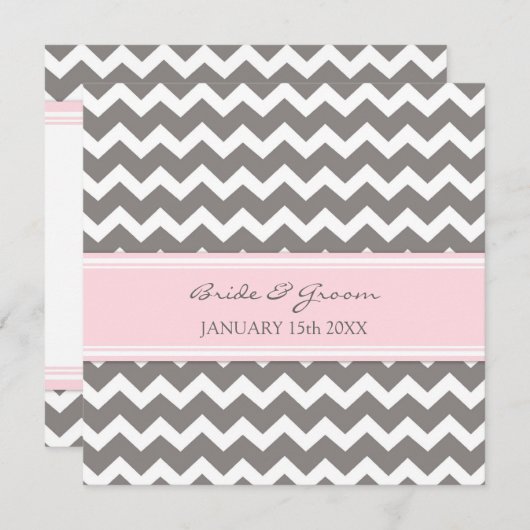 Weddenschappen Roze Gray Chevron Kaart (Voorkant / Achterkant)