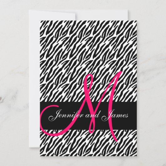 Weddenschappen Roze Monogram Zebra Pattern Kaart (Voorkant)
