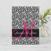 Weddenschappen Roze Monogram Zebra Pattern Kaart (Staand voorkant)