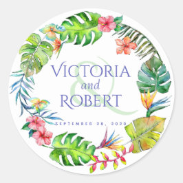 Weddenschappen | Tropische Waterverf Floral Ronde Sticker