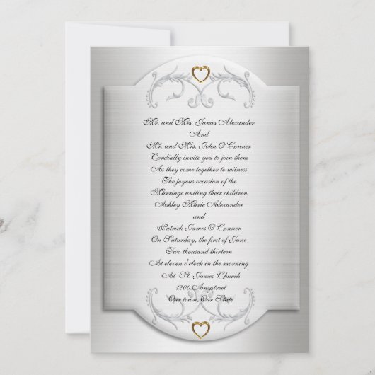 Weddenschappen Uitnodiging elegant satin-look (Voorkant)