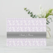 Weddenschappen Violet Grey White Damask Kaart (Staand voorkant)