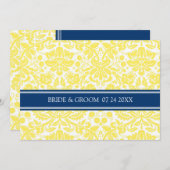 Weddenschappen Yellow Blue Damask Pattern Kaart (Voorkant / Achterkant)