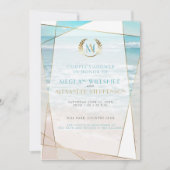 Weddenschapper | Modern Monogram Beach Weddenschap Kaart (Voorkant)