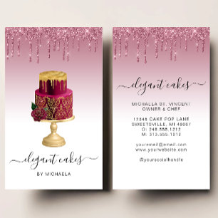 Weddenschappij Cake Glitter Drip Burgundy Bakery Visitekaartje