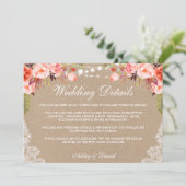 Weddenschapsduur Koraal met details Kraft Insert Kaart (Staand voorkant)