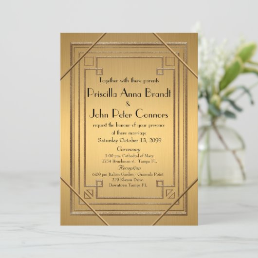 Weddenschapskaart, Great Gatsby, goud en goud Kaart (Staand voorkant)