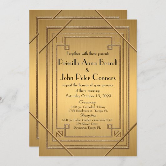 Weddenschapskaart, Great Gatsby, goud en goud Kaart (Voorkant / Achterkant)