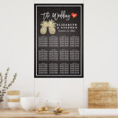 Weddenschapskaart Modern Gold Pineapple Couple Poster (Keuken)