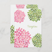 Weddenschapskaart Roze en Groene Bloomen Informatiekaartje (Voorkant / Achterkant)
