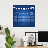 Weddenschapskaartwalk Love Bunting Monogram Blue Poster (Thuiskantoor)