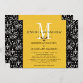 Weddenschapsmonogram Chandelier Yellow Kaart (Voorkant / Achterkant)