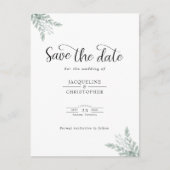 Weddenschapsmonogram Eucalyptus Save the Date Aankondigingskaart (Voorkant)