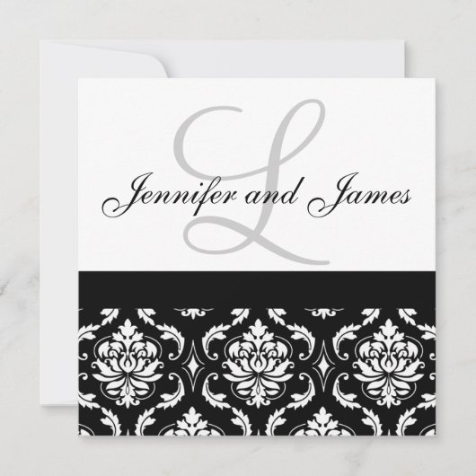 Weddenschapsmonogram Names Black Damask Kaart (Voorkant)