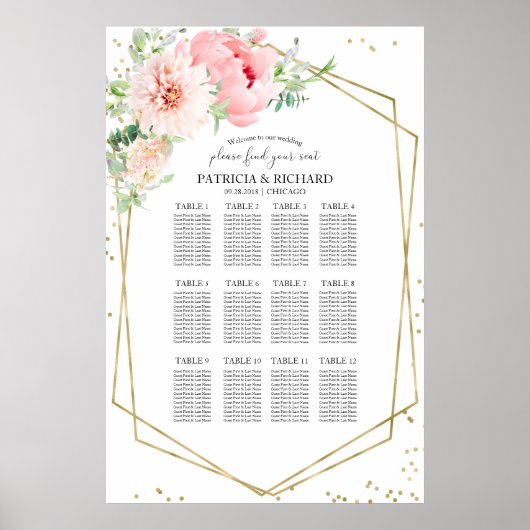 Weddenschapsplan Elegant Floral Poster (Voorkant)