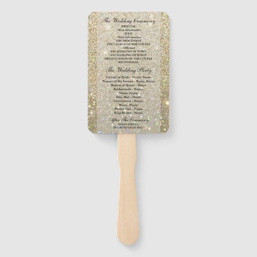 Weddenschapsprogramma - Gold Glitter Fab Handwaaier (Achterkant)