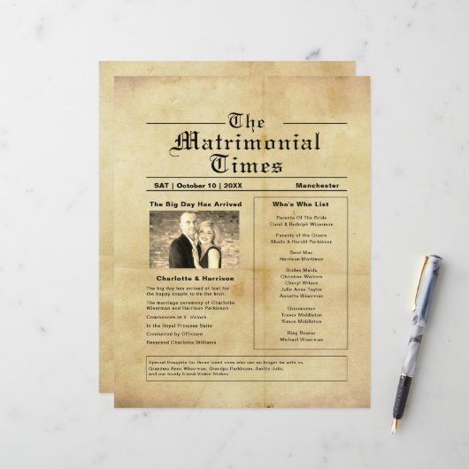 weddenschapsprogramma voor kranten (Voorkant / Achterkant in situ)