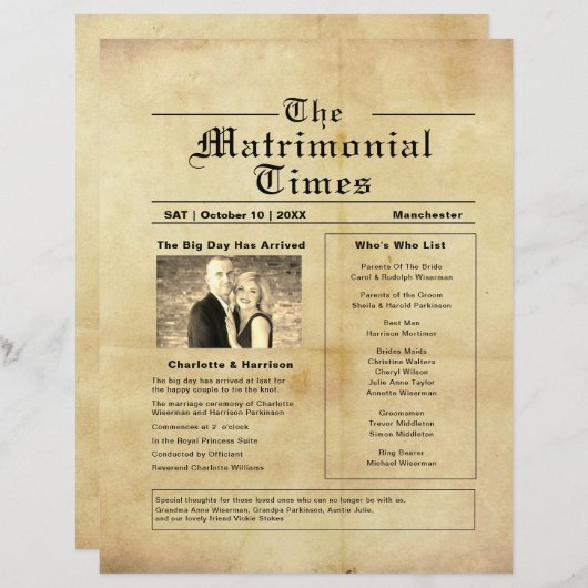  weddenschapsprogramma voor kranten (Voorkant / Achterkant)