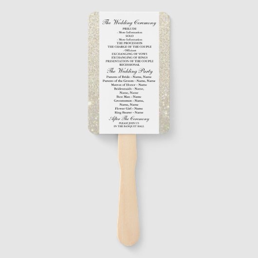 Weddenschapsprogramma - White Gold Glitter Eleganc Handwaaier (Achterkant)
